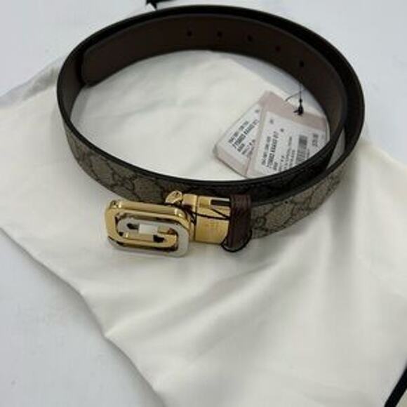 Men's Gucci, iconic GG interlocking G Belt, reversible size 90 cm made in Italy - Picture 2 of 11